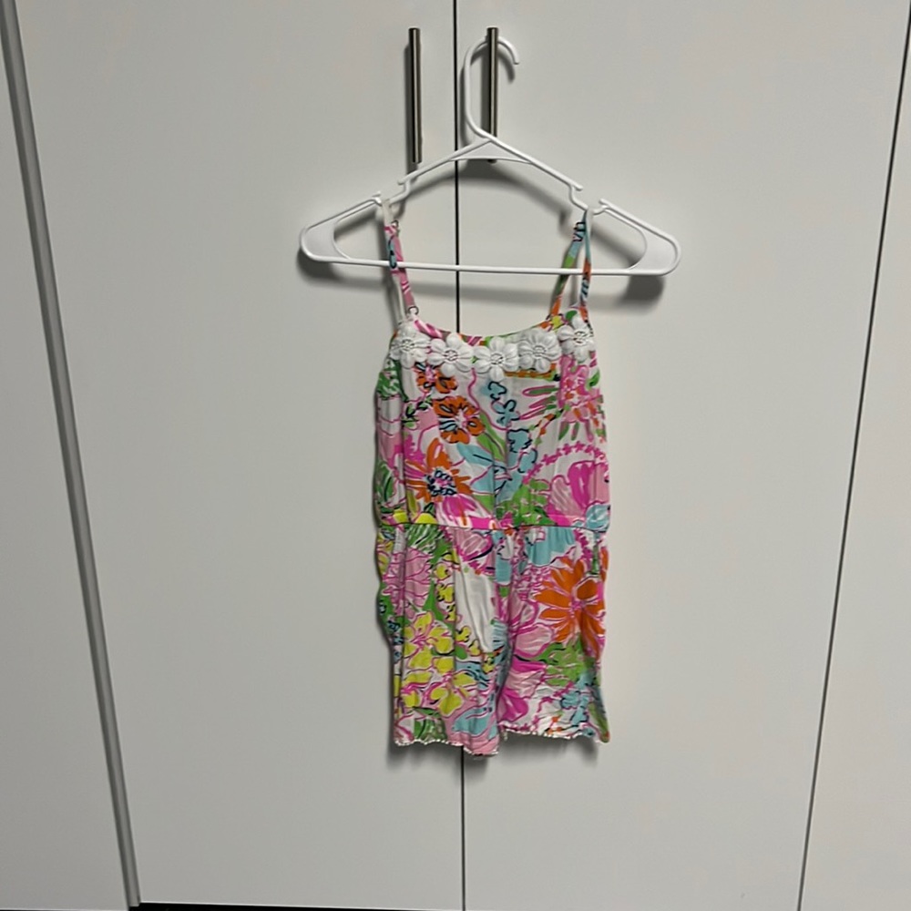 Lilly Pulitzer Floral Kids Romper - Pink, Green, Orange
